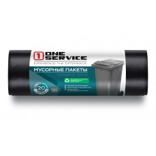 ONE service Пакеты для мусора HD 70*105 см 120л/20шт черные (30шт/ящ)